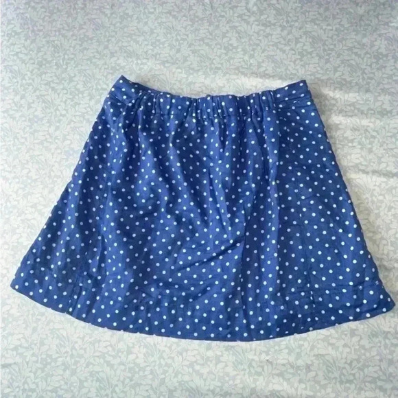 J. Crew Blue & White 100% Linen polka dot high-waisted lined skirt  SIZE 8 - Picture 4 of 12